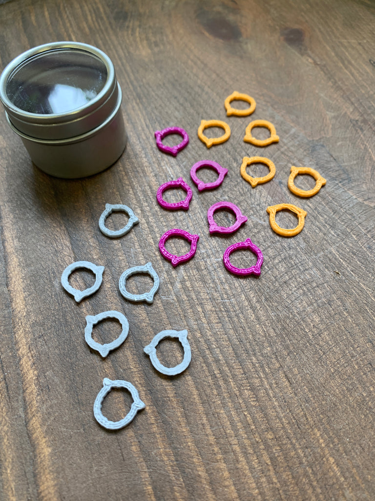 Sheeppunk 3-D Printed Ring Stitchmarker Set in Tin