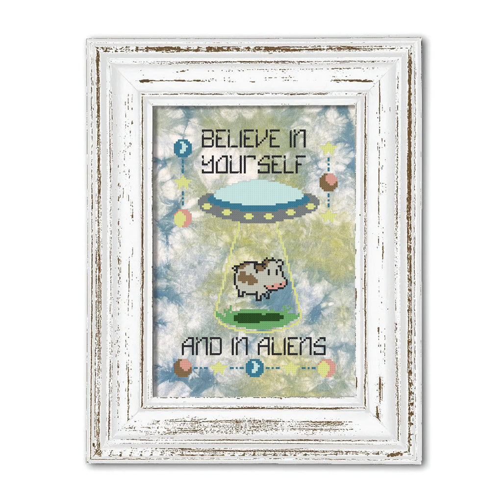 Believe in Aliens Cross Stitch Pattern