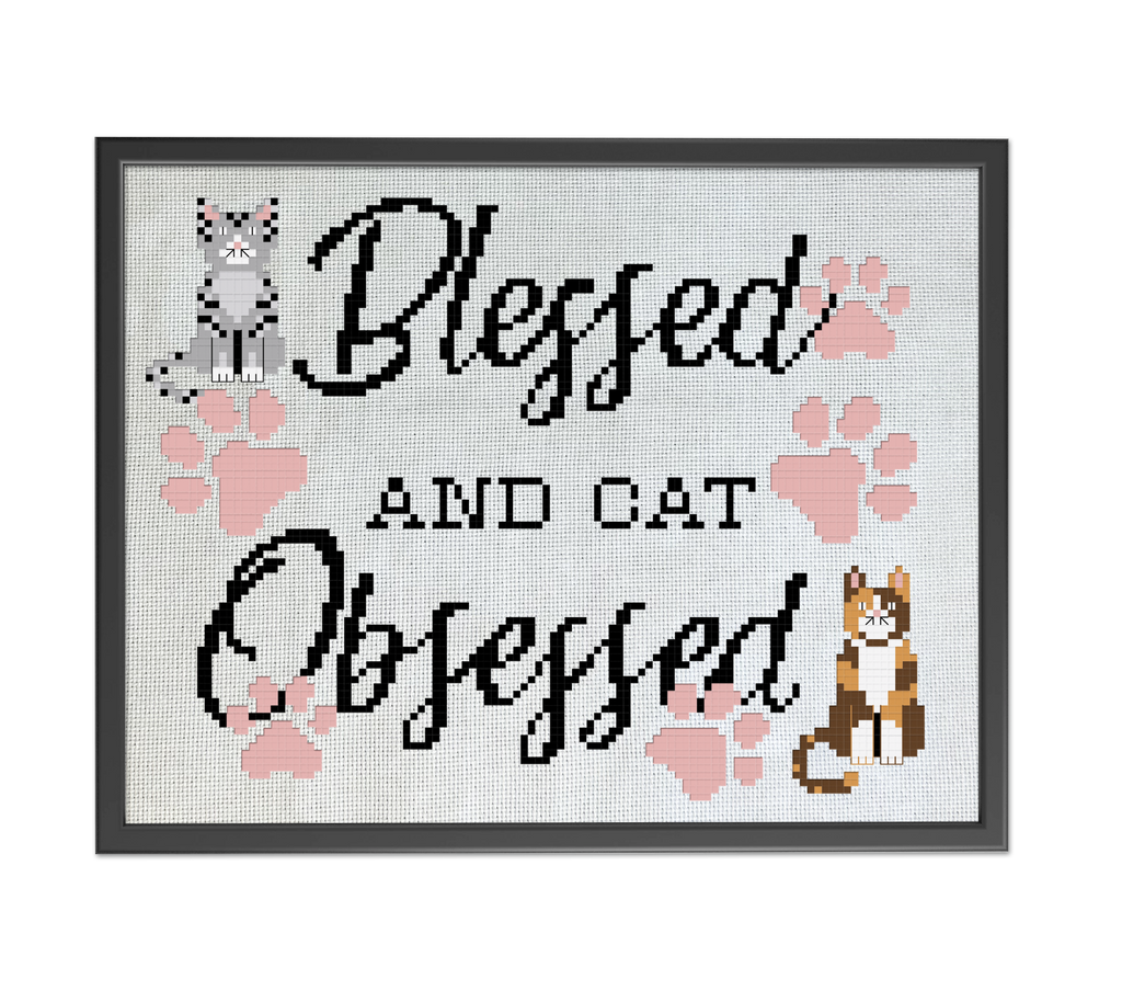 Cat Obsessed Cross Stitch Kit