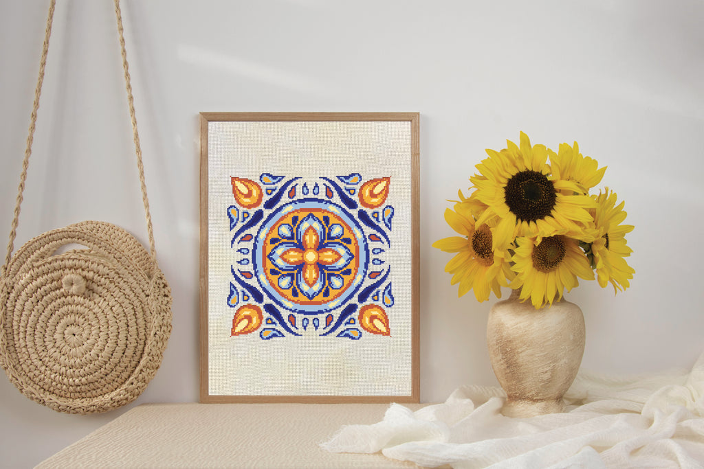 Majolica Mandala Cross Stitch Kit