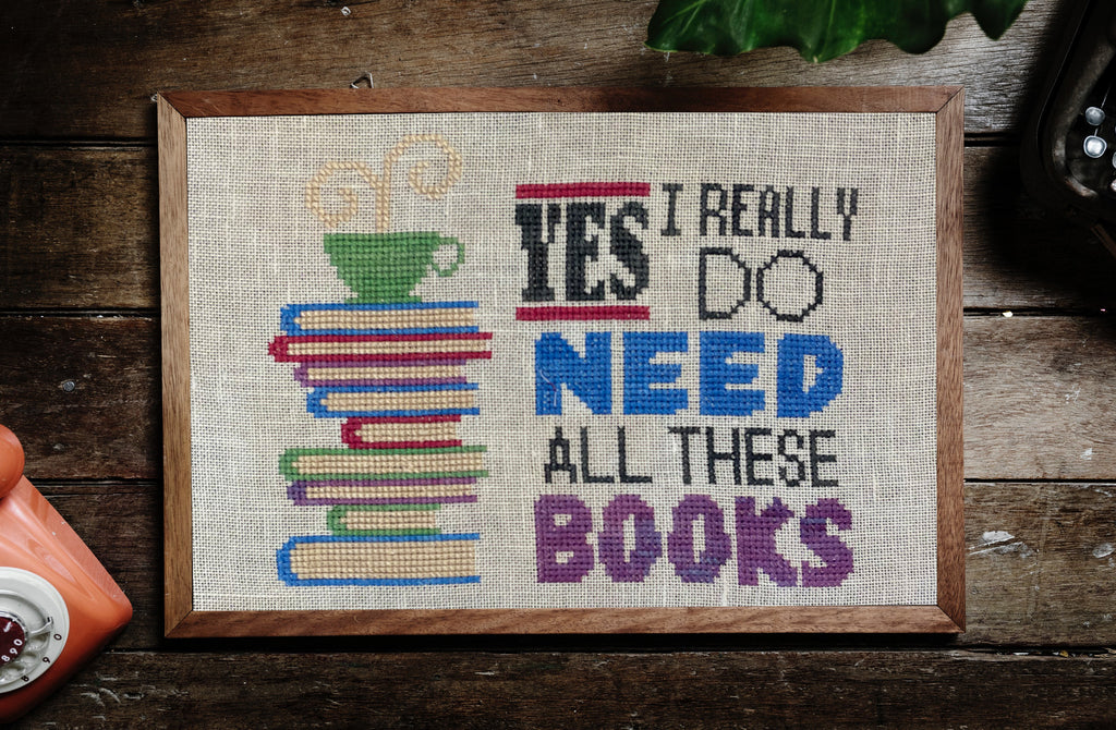 All These Books Cross Stitch Pattern