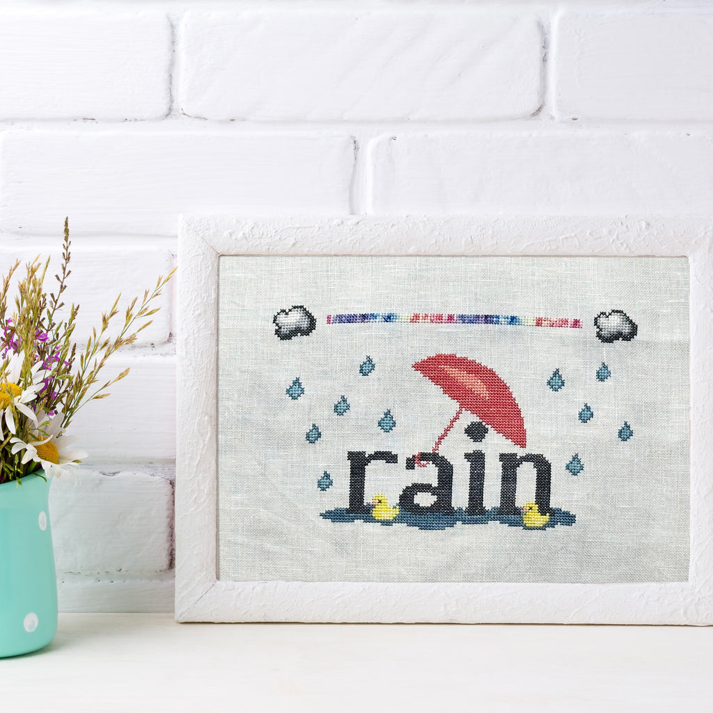 Rain Cross Stitch Pattern (Word Play Series)